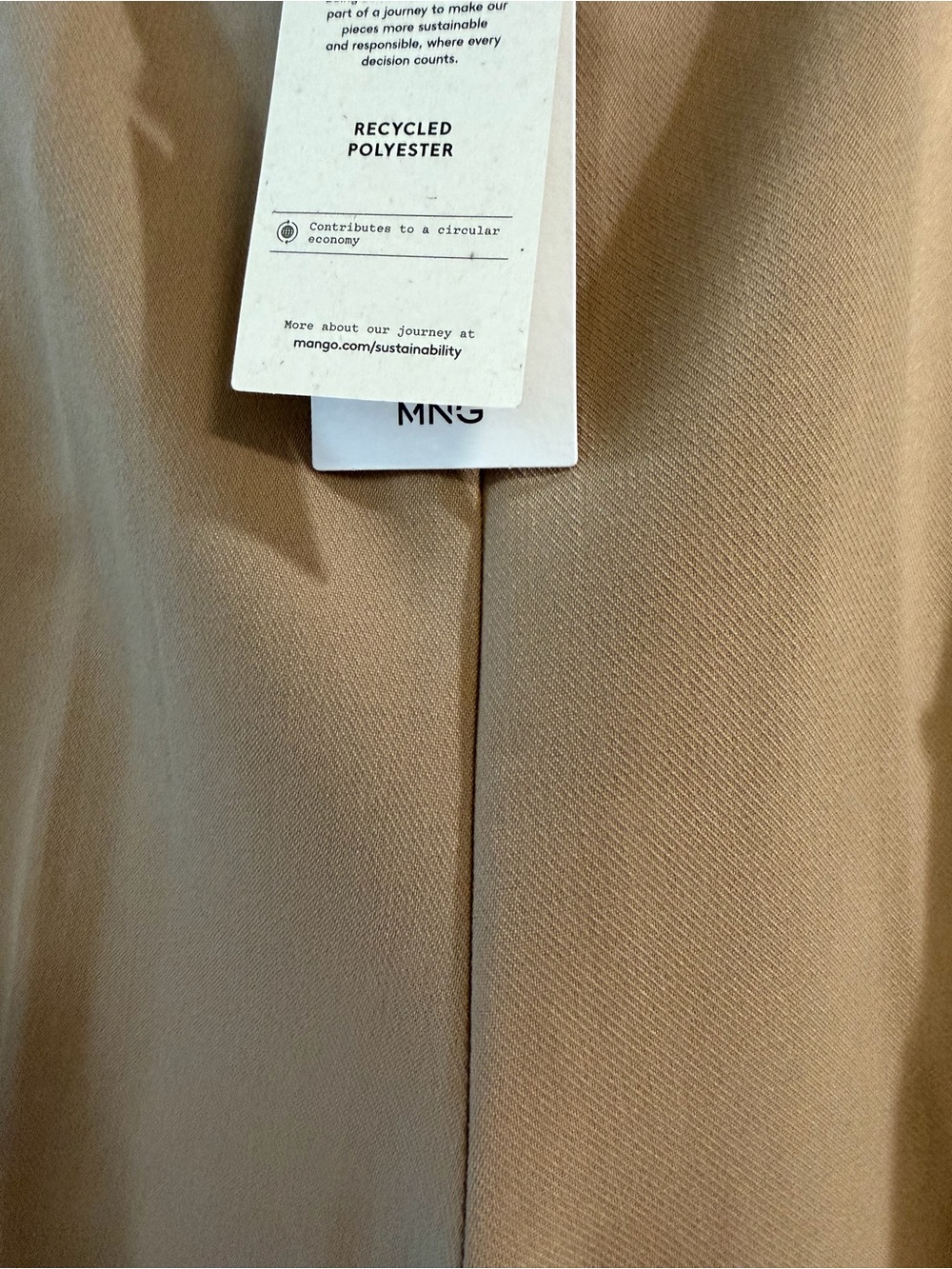 Mango High-Rise Wide-Leg Tan Trousers with Gold Buttons - Picture 5 of 6